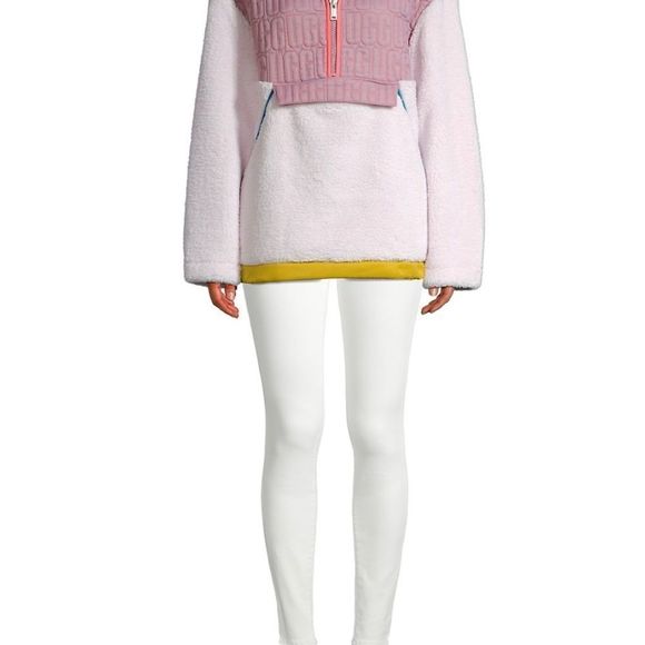 UGG NWT Iggy Sherpa Half-Zip Pullover Pink Salt - Picture 8 of 9